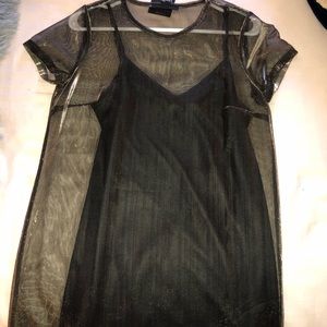 mesh sheer t-shirt dress